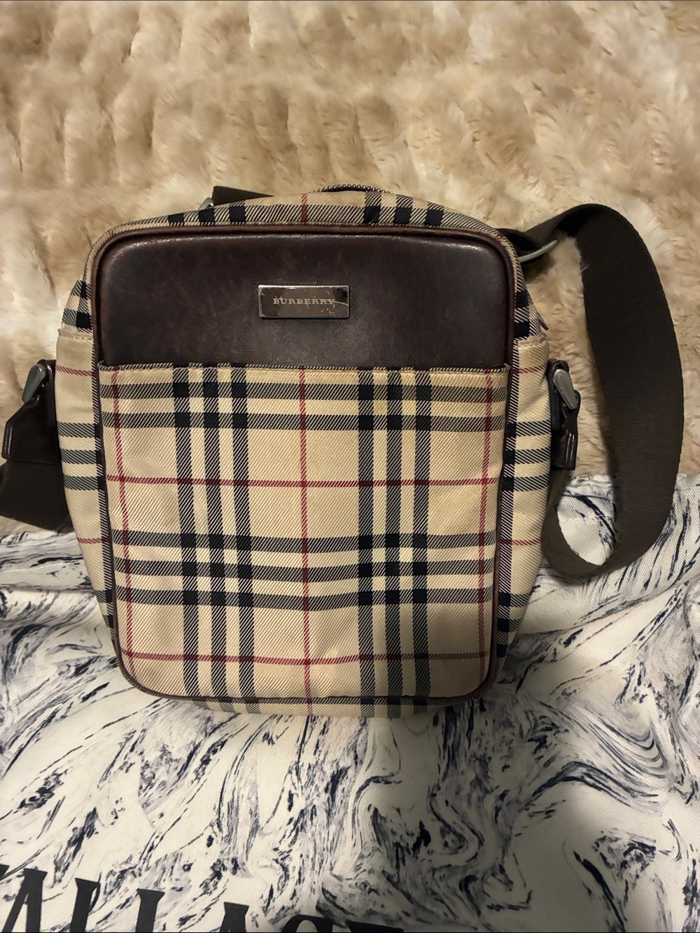 AUTHENTIC BURBERRY Crossbody Neutral Canvas Nova Check Pattern (INCLUDES COA) - Picture 9 of 16